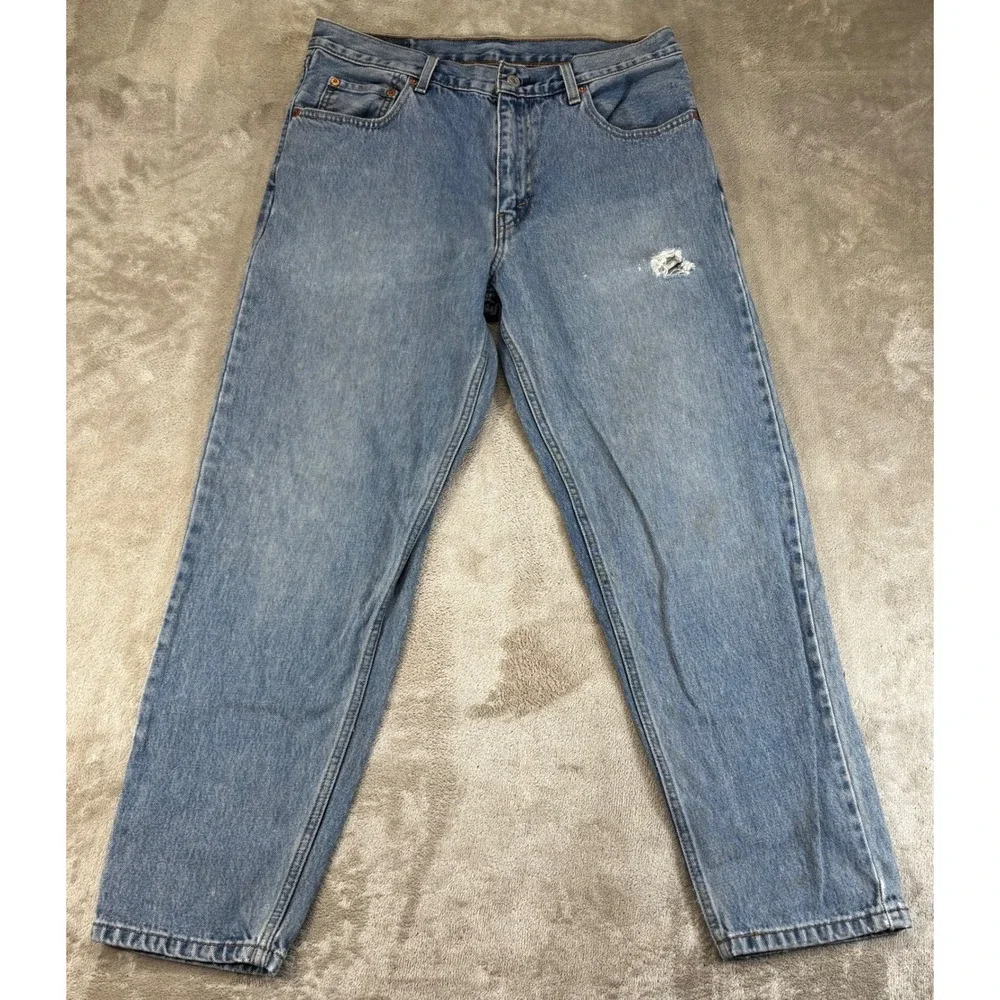 Levi's 550 '92 Relaxed Taper Jeans Mens 31x30 Blue Good Distressed A3418-0004